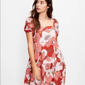 LOFT Poppy Square Neck Dress with Puff Sleeve
